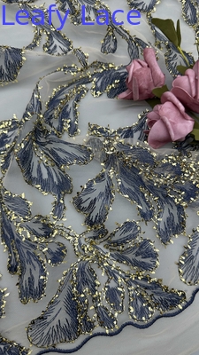 Stoffa di pizzo metallico di alta qualità Elegante matrimonio 60 Yards Stoffa ricamata