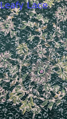 Ricamo personalizzato tessuto di pizzo elegante 3D floral ricamato lussuoso 100% cotone