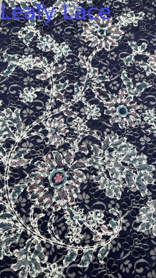 Ricamo personalizzato tessuto di pizzo elegante 3D floral ricamato lussuoso 100% cotone