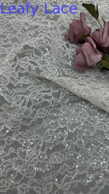 100% poliestere ricamo lussiato stoffa di pizzo di sequin tessuto a foglia di lusso occasione di sera