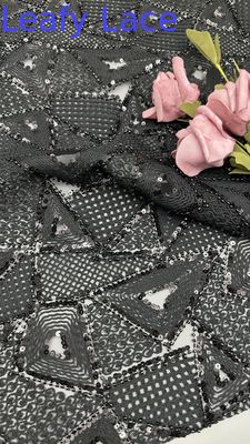 Fabbrica di pizzo a foglia 3D di colore floreale ricamo di tessuto elegante e respirabile tessuto di pizzo di pacco di lusso