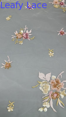 3D tessuto floreale Sequin elegante e respirabile mesh tessuto pizzo lusso occasione tessuto serale