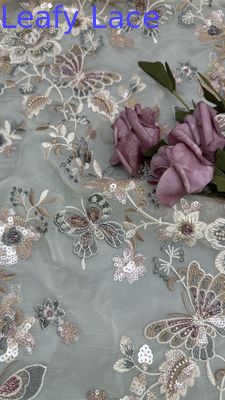 Colorato Sequin Floreale ricamato Tessuto di pizzo Decorativo Maglia fogliata personalizzata