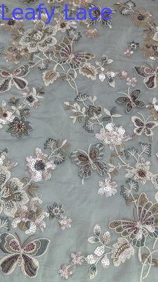 Colorato Sequin Floreale ricamato Tessuto di pizzo Decorativo Maglia fogliata personalizzata