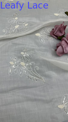 Tessuto a maglia di tulle a foglia leggero, elegante e respirabile, tessuto di pizzo ricamato