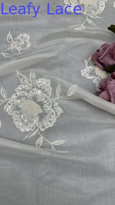 Tessuto a maglia di tulipano a fiori 3D Respirare Tessuto a maglia di pizzo Tessuto a foglia di pacco