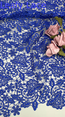 Tessuto Chantilly ricamato blu di alta qualità tessuto pizzo buco elegante per signore