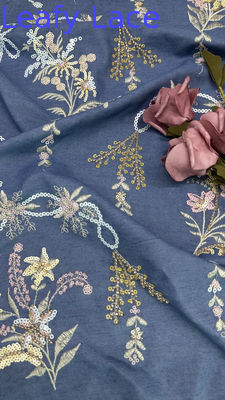 Cultura orientale cotone ricamo ricamo pizzo tessuto maglia floreale pacco floreale per donne
