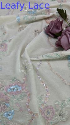Cultura orientale Fabbrica a foglia di sequin di pizzo floreale per abbigliamento abiti da cena tessuto lucente