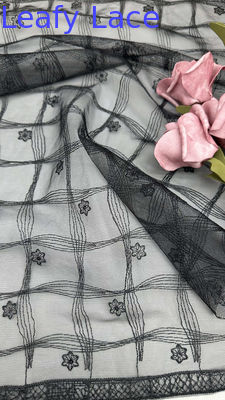 Magliette di lusso ricamate a maglia di pizzo di Tulle morbido con delicati punti floreali per eleganti abiti da sera