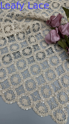 Tissu di pizzo ricamato a seghe a corda 100% cotone per abiti da sera e da gala