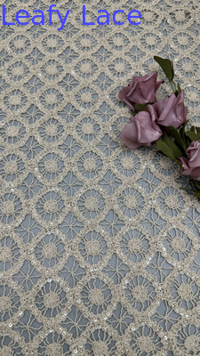 Tissu di pizzo ricamato a seghe a corda 100% cotone per abiti da sera e da gala