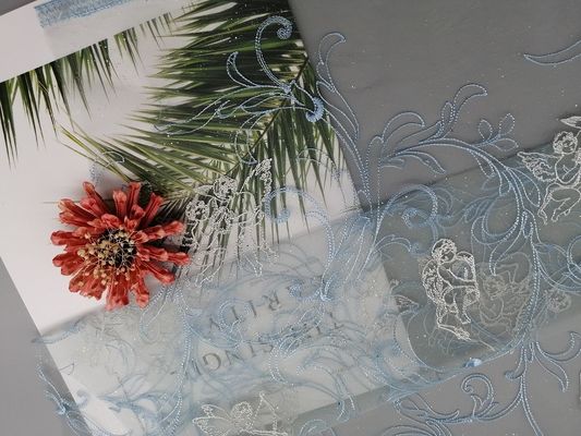 49" stagnola di Bule Tulle ricoperta ha ricamato Mesh Lace Fabric