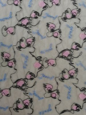 Multi Tulle ricamata colorata Mesh Fabric With Letters