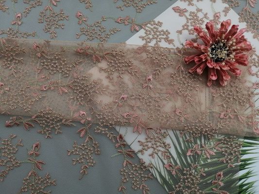 Piccola Tulle floreale Mesh Colored Embroidered Lace Fabric dall'iarda
