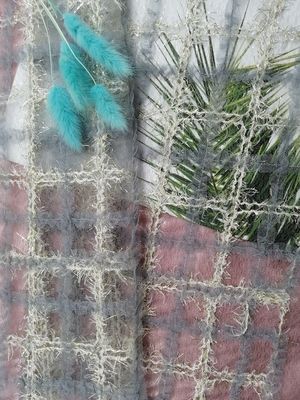 Tessuto geometrico blu del ricamo di applique di 125CM Lurex