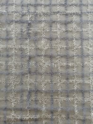 Tessuto geometrico blu del ricamo di applique di 125CM Lurex