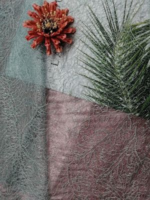 Tulle graziosa blu Mesh Embroidered Lace Fabric