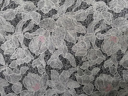 Tovaglia 80 yarde del tessuto in rilievo rosa del ricamo