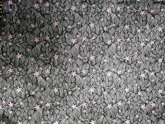 Tessuto netto del pizzo ricamato motivo a stelle rosa per signora Garment