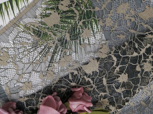 142CM riciclato 2 colori Tone Green Corded Lace Fabric