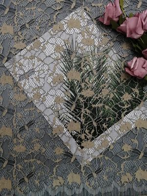 142CM riciclato 2 colori Tone Green Corded Lace Fabric