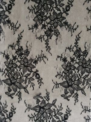 Tessuto francese leggero floreale nero del pizzo di Chantilly