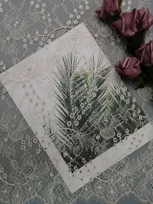 Tessuto d'argento metallico arancio francese del pizzo di Chantilly Tulle Lurex