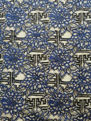 Tessuto legato con corde blu del pizzo fiore domestico del tessuto del grande per il vestito dalla bambina