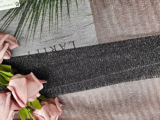 Tessuto d'argento del pizzo di Lurex del tessuto metallico molle nero del pizzo per i vestiti