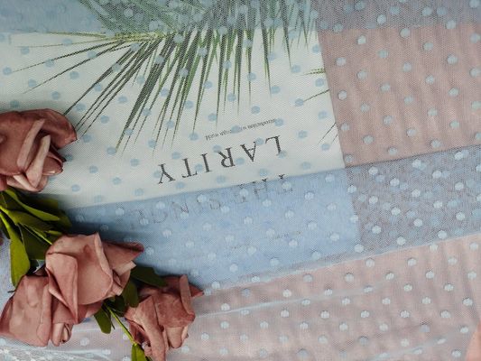Polka blu reale delicata di nylon Dot Tulle Mesh Fabric