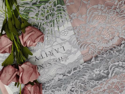Tessuto floreale molle di nylon del pizzo 3D di 100%