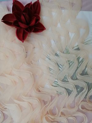 Tessuto molle rosa del ricamo di applique del pizzo per il vestito da sera