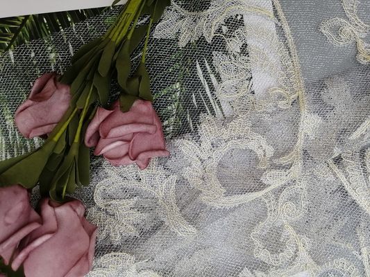Tulle Lurex Mesh Fabric Ivory Lace Fabric metallico per il vestito da sposa