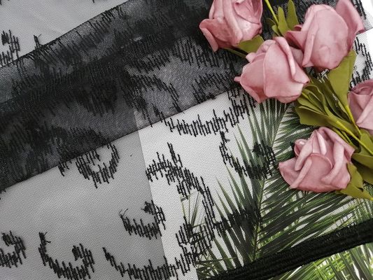100 yarde del tessuto di 125CM Tulle Mesh Crochet Black Embroidered Lace