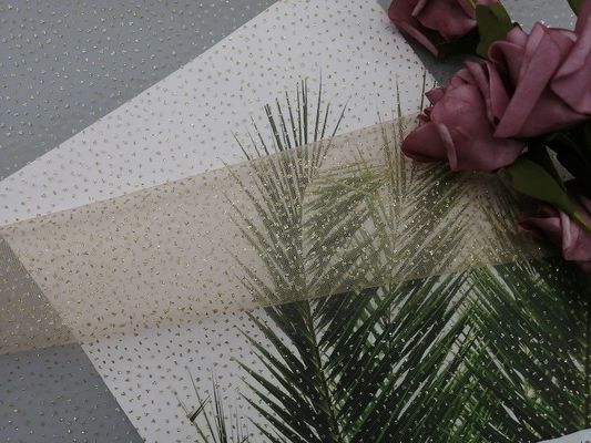 Scintillio rivestito metallico Tulle Mesh Foil Printed Fabric di rosa