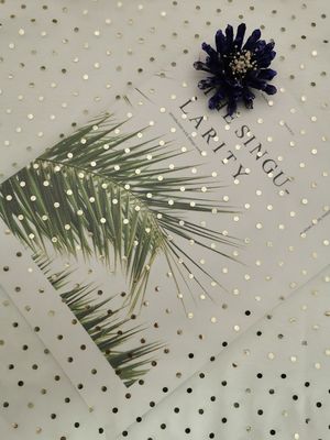 Tessuto metallico di scintillio di Tulle Mesh Foil Printed Polka Dot dell'avorio