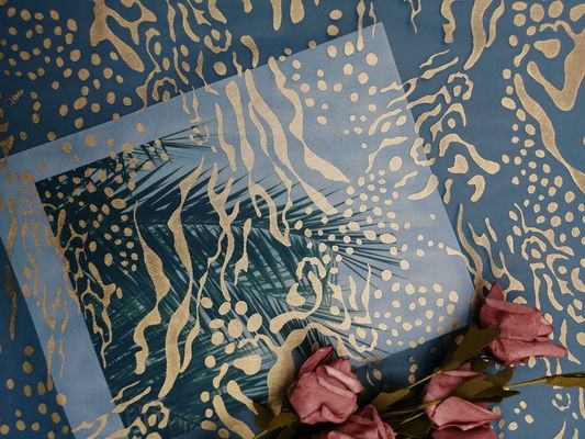 Partito Tulle metallica blu Mesh Foil Printed Fabric