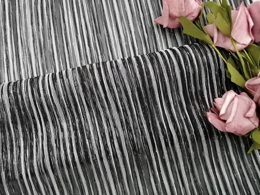 Partito 100 yarde di Lurex metallico nero Mesh Pleated Lace Fabric