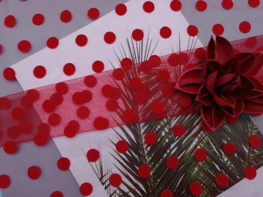 Grande Polka rossa Dot Tulle Flocked Mesh Fabric