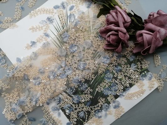 60 yarde di 125cm di rosa dello zecchino del tessuto in rilievo nuziale del pizzo