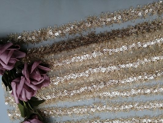 Signora Dress Decoration 60 yarde dello zecchino del tessuto ricamato lineare del pizzo