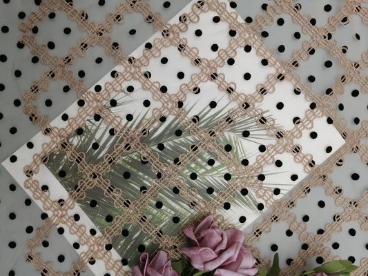 tessuto di Dot Embroidery Flocked Tulle Mesh di Polka di 125cm