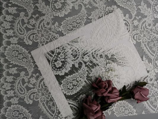 Tessuto nuziale bianco francese leggero del pizzo di Chantilly Paisley
