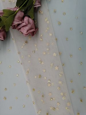 La stella metallica modella Tulle Mesh Fabric Women Dress Foil che stampa il rivestimento