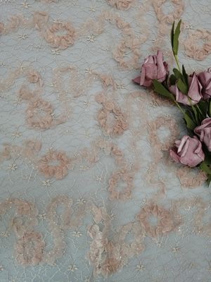 Floreali rosa lavorano all'uncinetto lo scintillio Tulle Mesh Shining Lace Fabric