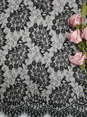 Tessuto leggero nero del pizzo di Tulle del pizzo francese di Paisley