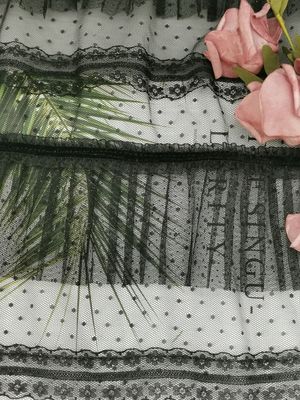 Dot Foil Printing Pleated Crinkle nero Mesh Crushed Tulle Fabric