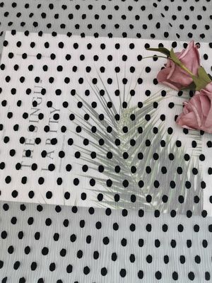Dot Tulle Crinkle Flocked Pleated nero Mesh Fabric