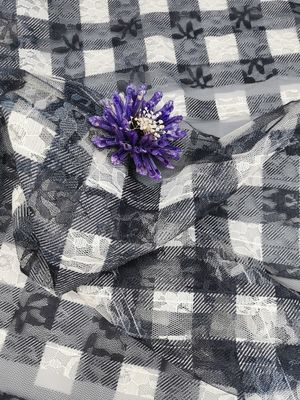 Il ricamo del modello del plaid barrato merletta il tessuto a quadretti della stampa